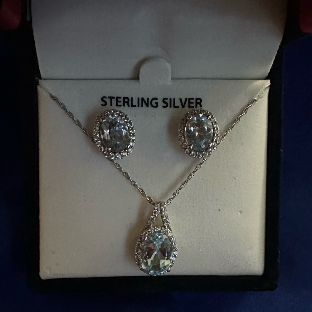 Elegant Sterling Silver Earrings and Necklace Set💎 - Picture 6 of 7